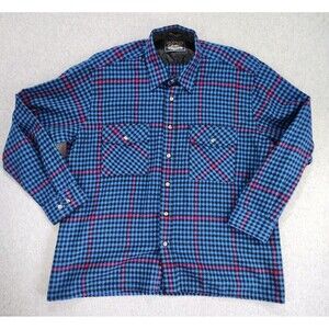 Vintage Backpacker Shirt Mens XL Black Blue Plaid‎ Flannel 90s Grunge Skater